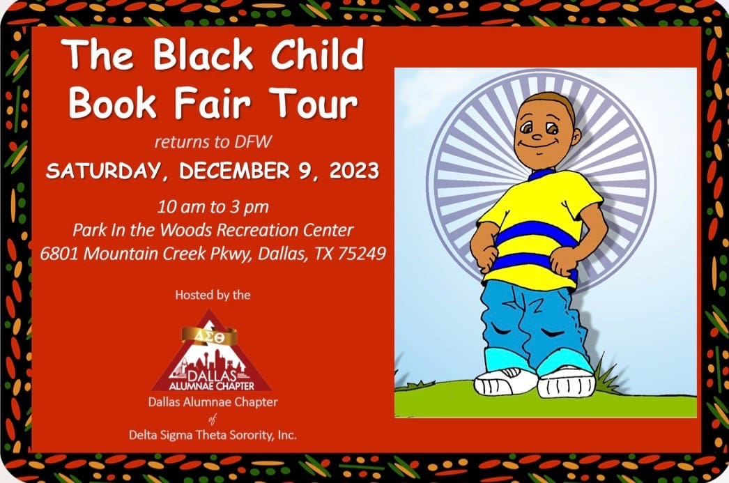 A black child book fair tour flyer with a picture of a boy.